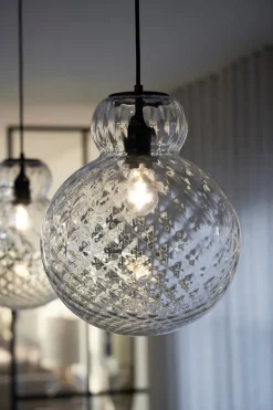 Specktrum Lily Pendant Lamp - Clear - Black Metal Harlequin Large