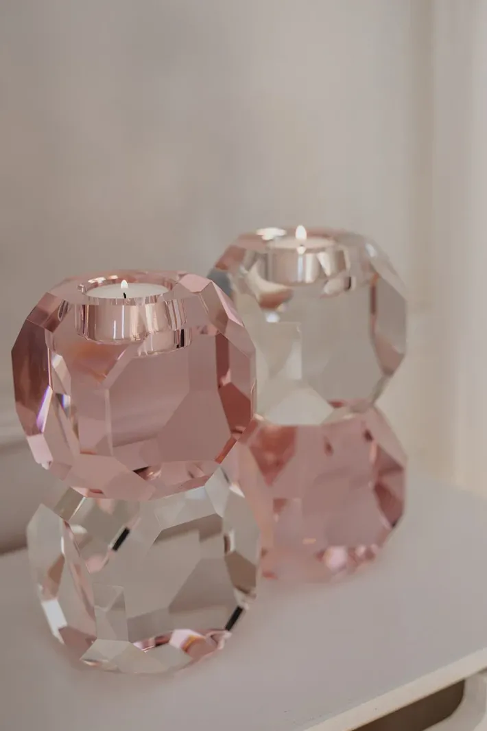 Specktrum Sky T-Light Candle Holder - Pink/Clear Stacked