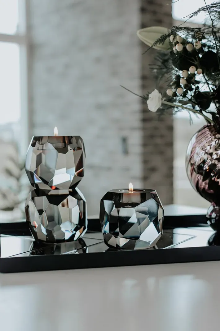 Specktrum Storm T-Light Candle Holder - Grey Stacked