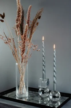 Specktrum The Curly Candle Collection - Packed with 4 Pieces per box - Steel Grey Fully Curled