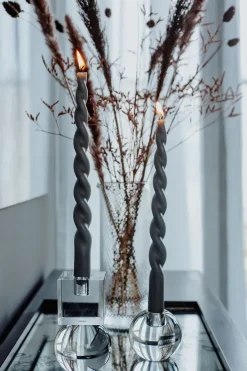 Specktrum The Curly Candle Collection - Packed with 4 Pieces per box - Steel Grey Fully Curled