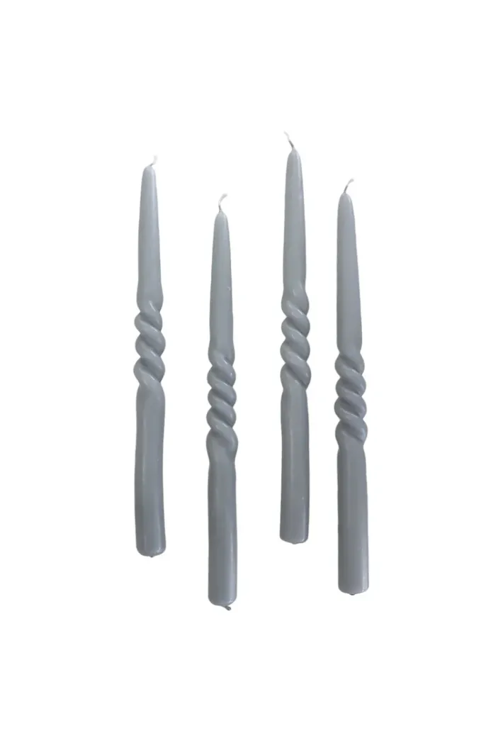 Specktrum The Curly Candle Collection - Packed with 4 Pieces per box - Steel Grey Middle Curled