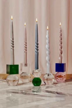 Specktrum The Curly Candle Collection - Packed with 4 Pieces per box - Steel Grey Middle Curled