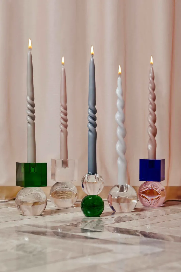 Specktrum The Curly Candle Collection - Packed with 4 Pieces per box - Steel Grey Middle Curled