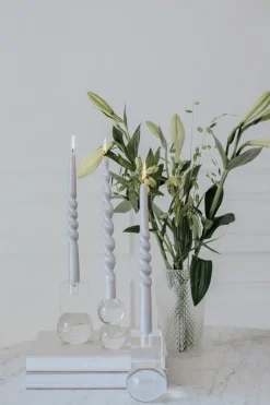 Specktrum The Pearl Candle Collection - Packed with 4 Pieces per box - Silver Grey Pearl Middle Curled