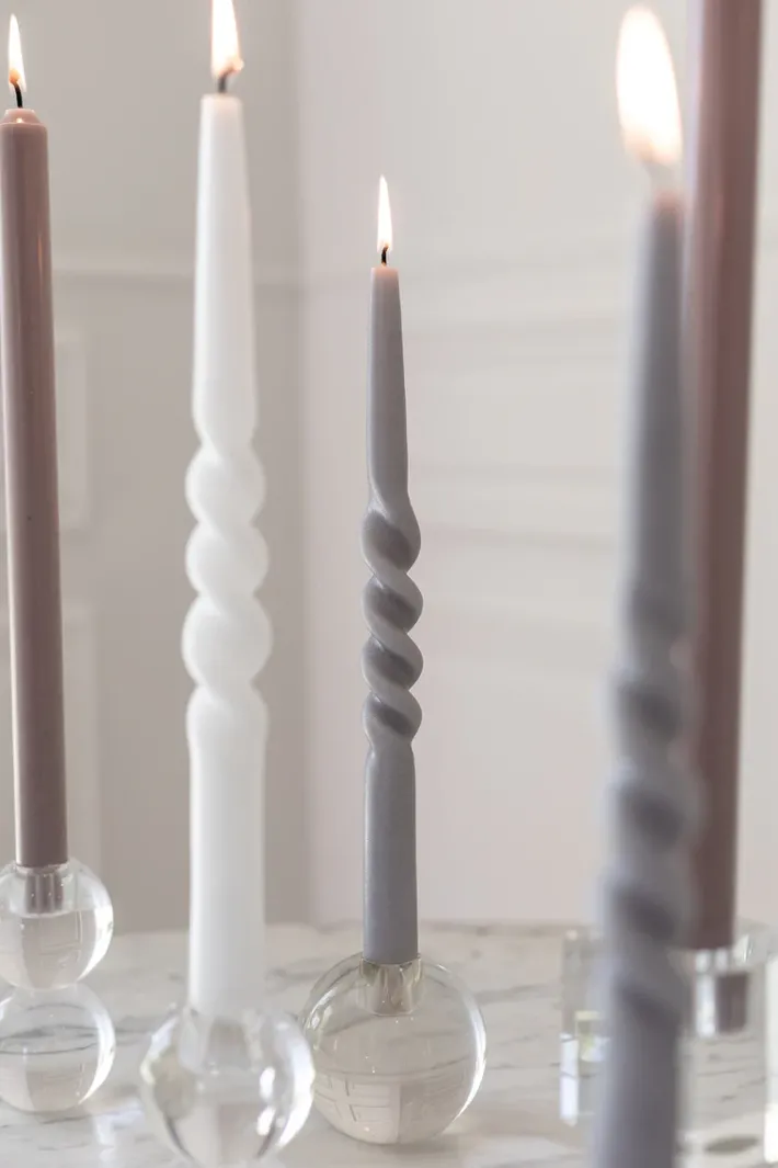 Specktrum The Pearl Candle Collection - Packed with 4 Pieces per box - Grey Pearl Middle Curled