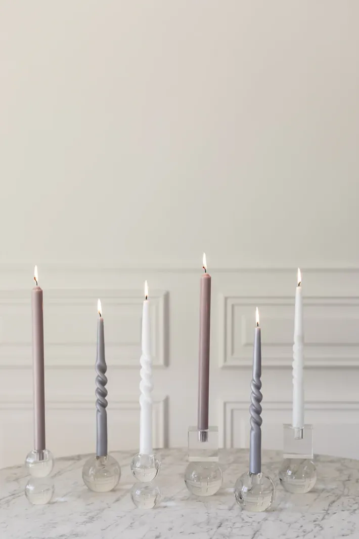 Specktrum The Pearl Candle Collection - Packed with 4 Pieces per box - Grey Pearl Middle Curled